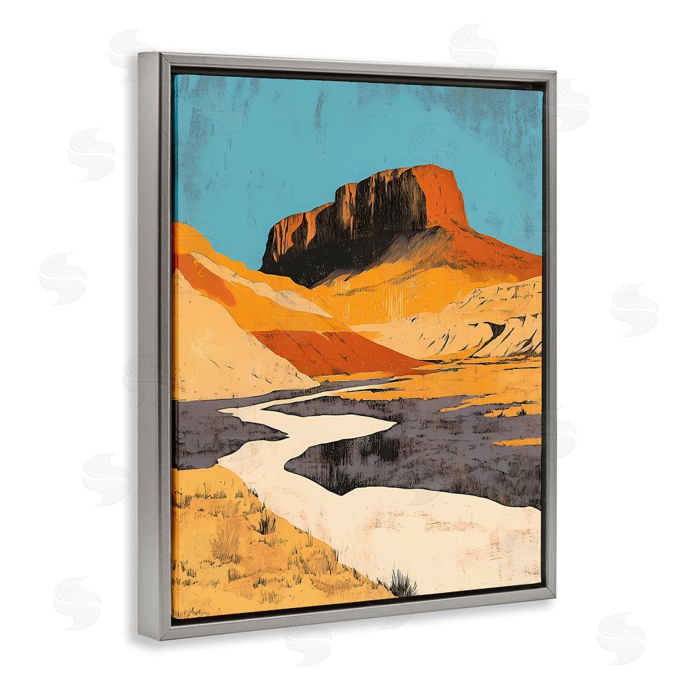 Walker Noble Vintage Canyon Pass Gray Floating Frame Canvas Wall Art Print