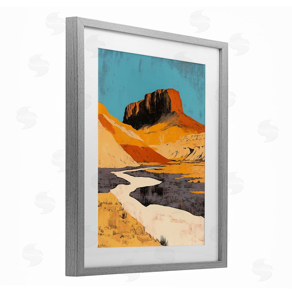 Walker Noble Vintage Canyon Pass Gray Framed Print Under Glass Wall Art