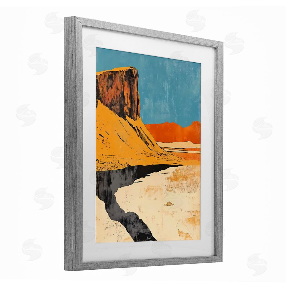 Walker Noble Canyon Pass Pathway Gray Framed Print Under Glass Wall Art