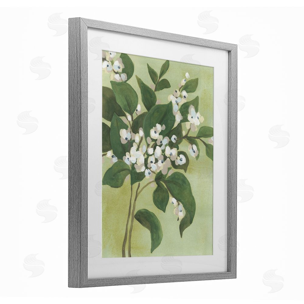 June Erica Vess Verdant Branch Blossoms Gray Framed Print Under Glass Wall Art