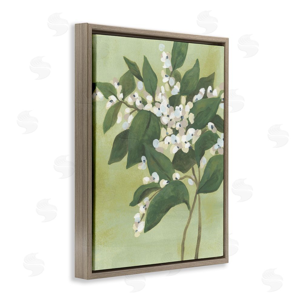 June Erica Vess Verdant Branch Bloom Brown Floating Frame Canvas Wall Art Print