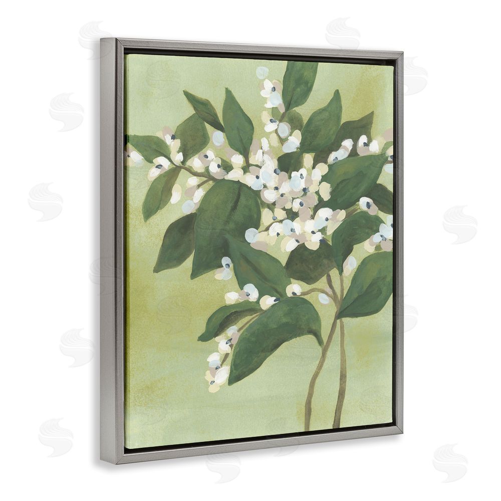June Erica Vess Verdant Branch Bloom Gray Floating Frame Canvas Wall Art Print