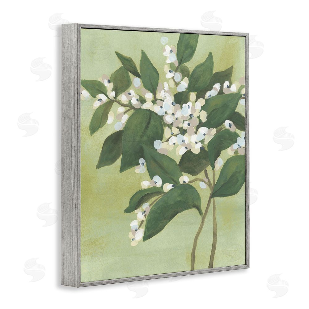 June Erica Vess Verdant Branch Bloom Gray Framed Giclee Wall Art Print