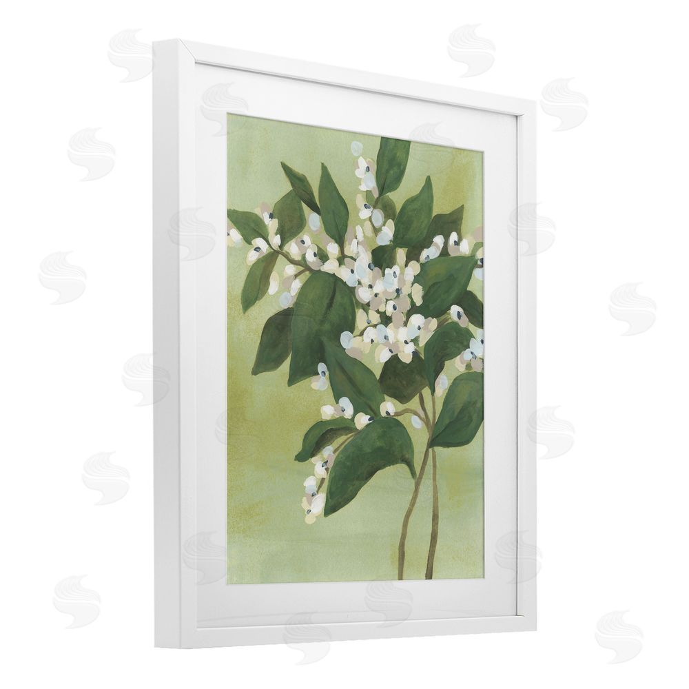 June Erica Vess Verdant Branch Bloom White Framed Print Under Glass Wall Art