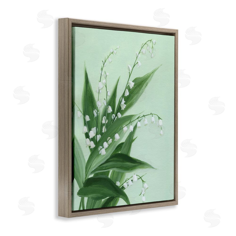Grace Popp Verdant Lily Of Valley Brown Floating Frame Canvas Wall Art Print