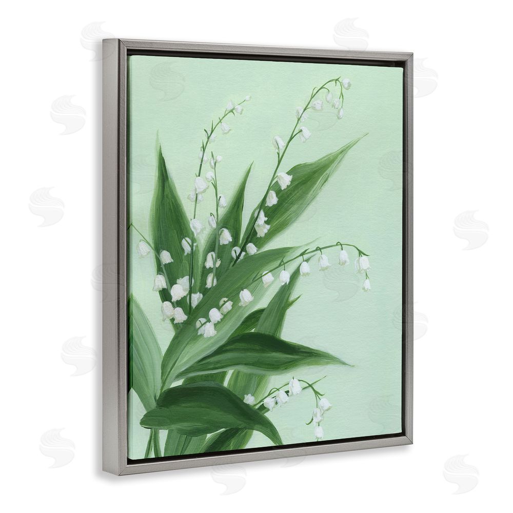 Grace Popp Verdant Lily Of Valley Gray Floating Frame Canvas Wall Art Print