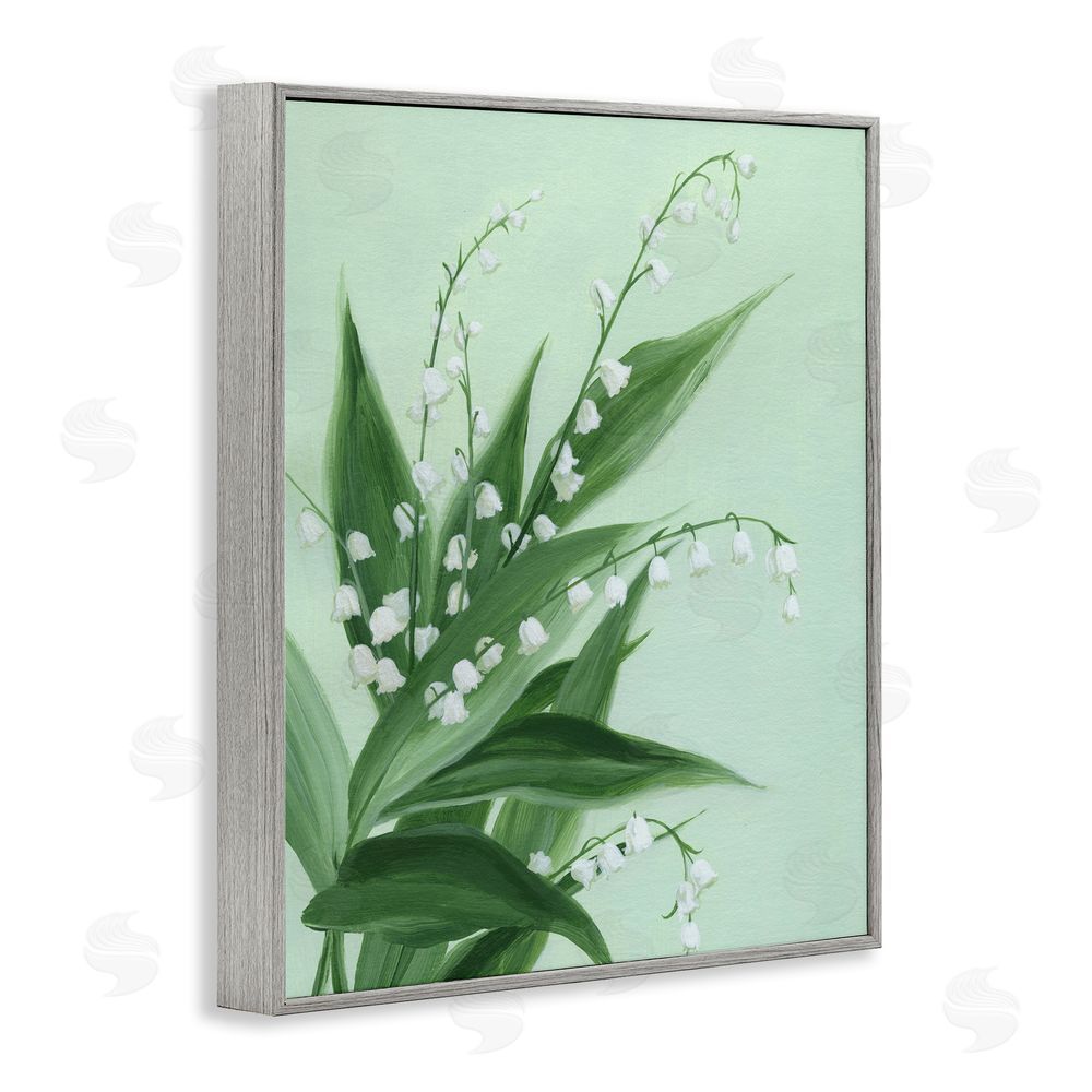 Grace Popp Verdant Lily Of Valley Gray Framed Giclee Wall Art Print