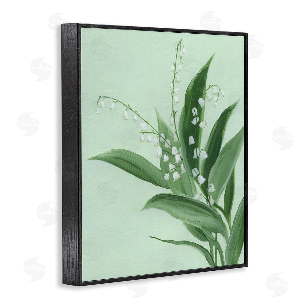Grace Popp Gentle Lily of Valley Blacked Framed Giclee Wall Art Print