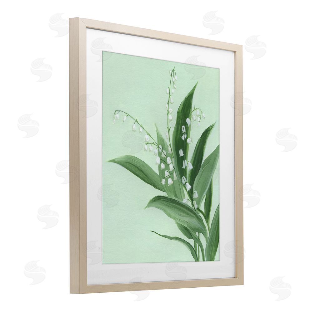 Grace Popp Gentle Lily of Valley Brown Framed Print Under Glass with Mat Wall Art