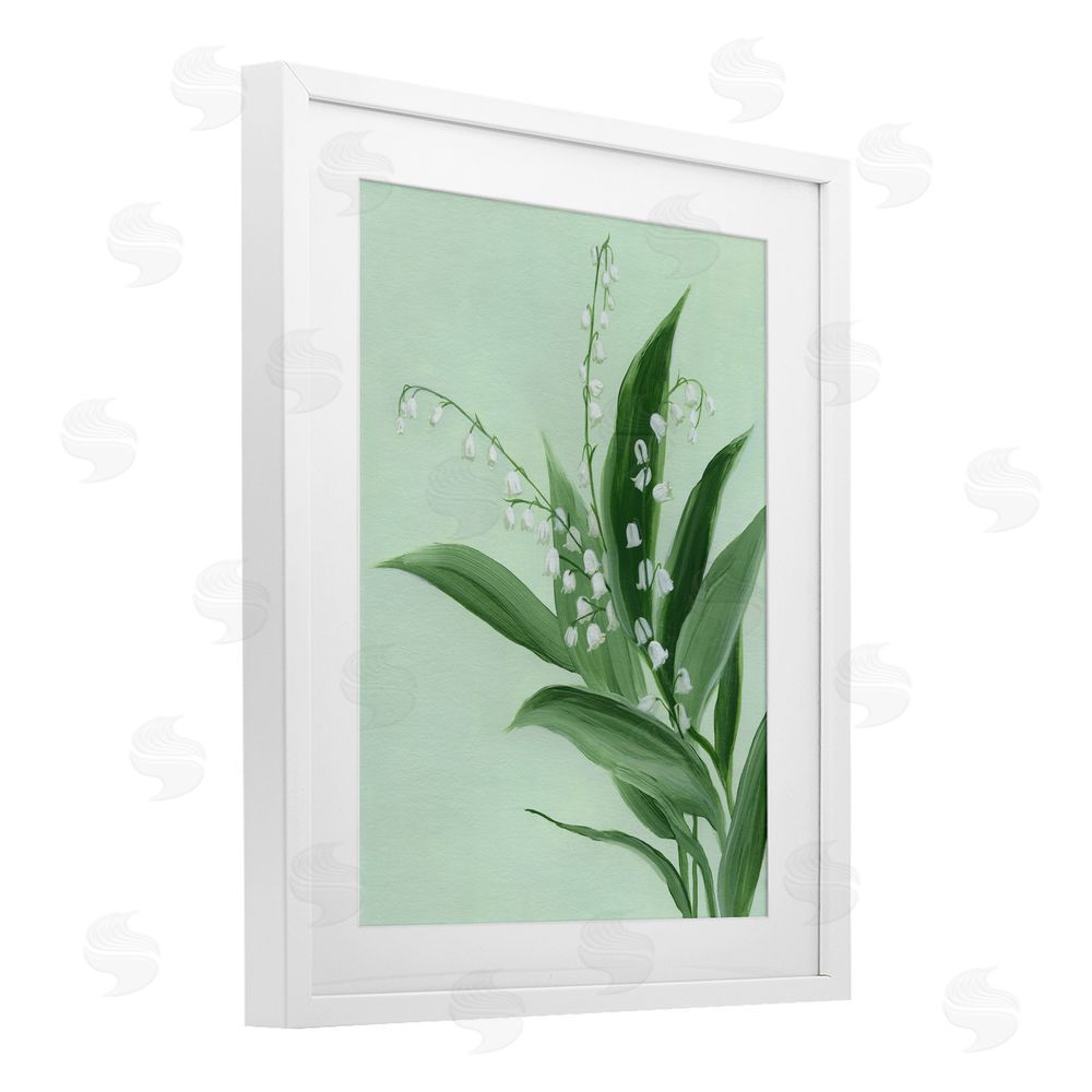 Grace Popp Gentle Lily of Valley White Framed Print Under Glass with Mat Wall Art