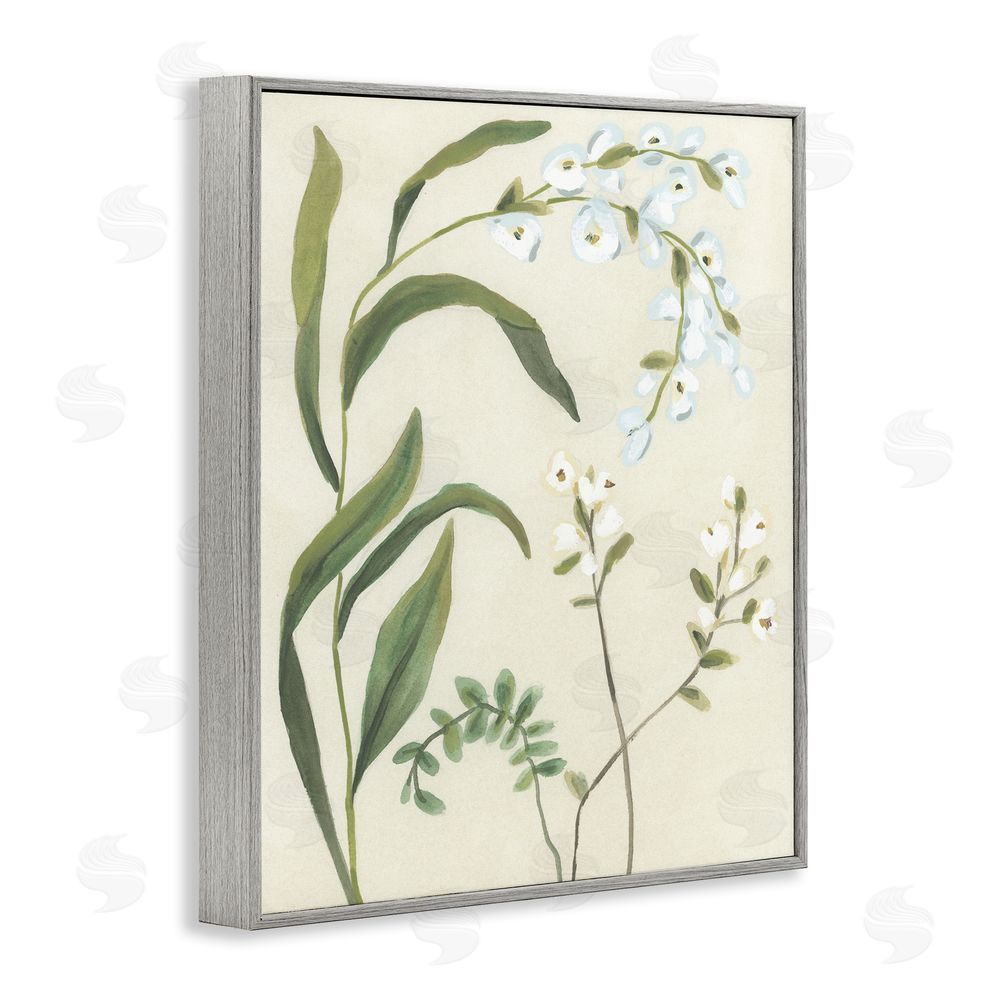 June Erica Vess Soft Snowdrop Stems Gray Framed Giclee Wall Art Print