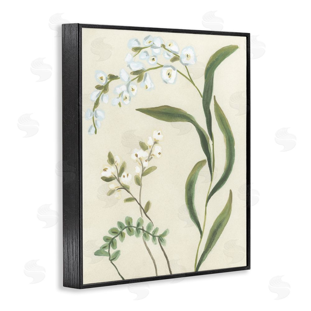June Erica Vess Neutral Snowdrop Stems Black Framed Giclee Wall Art Print