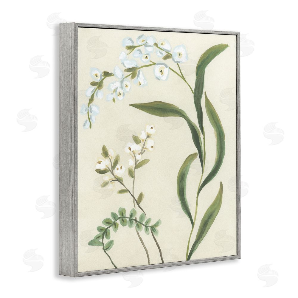 June Erica Vess Neutral Snowdrop Stems Gray Framed Giclee Wall Art Print
