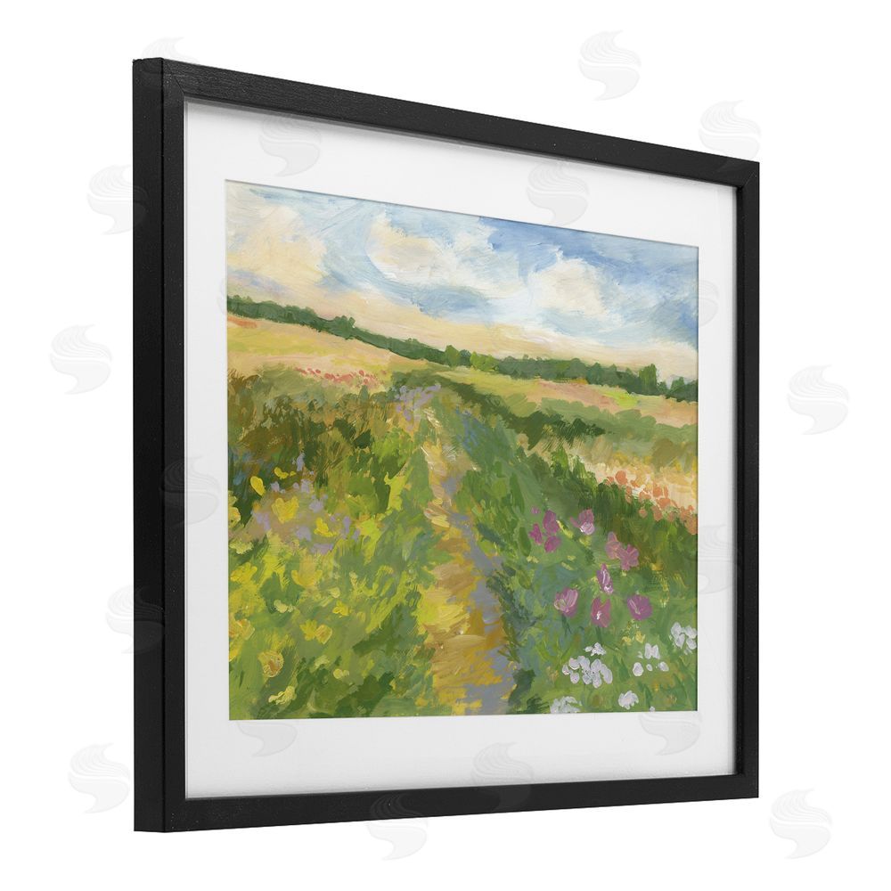 Victoria Barnes Windswept Flower Field Black Framed Print Under Glass Wall Art