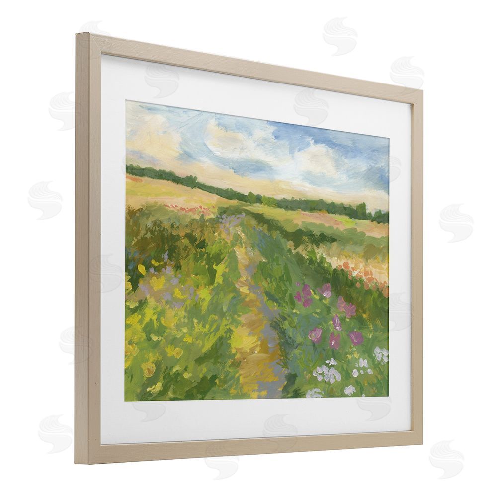 Victoria Barnes Windswept Flower Field Brown Framed Print Under Glass Wall Art