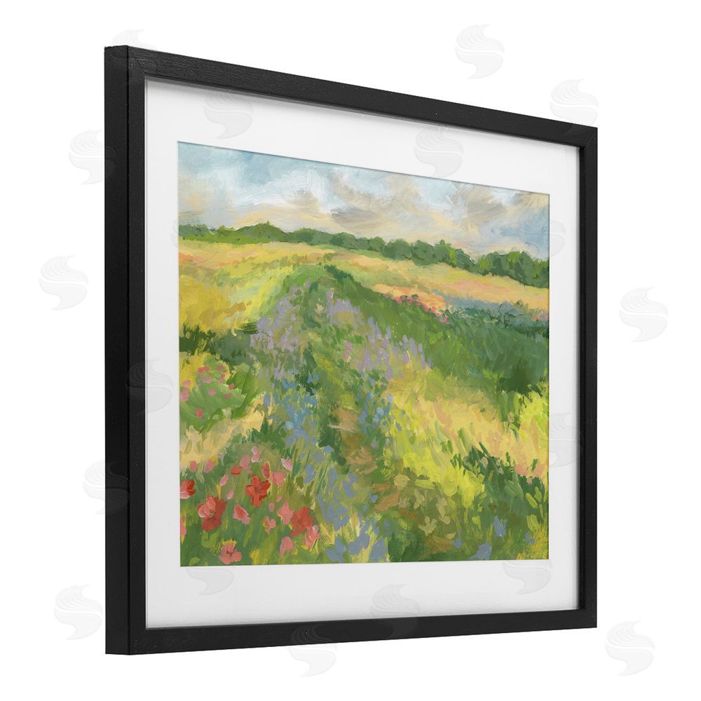 Victoria Barnes Windswept Flower Meadow Black Framed Print Under Glass Wall Art