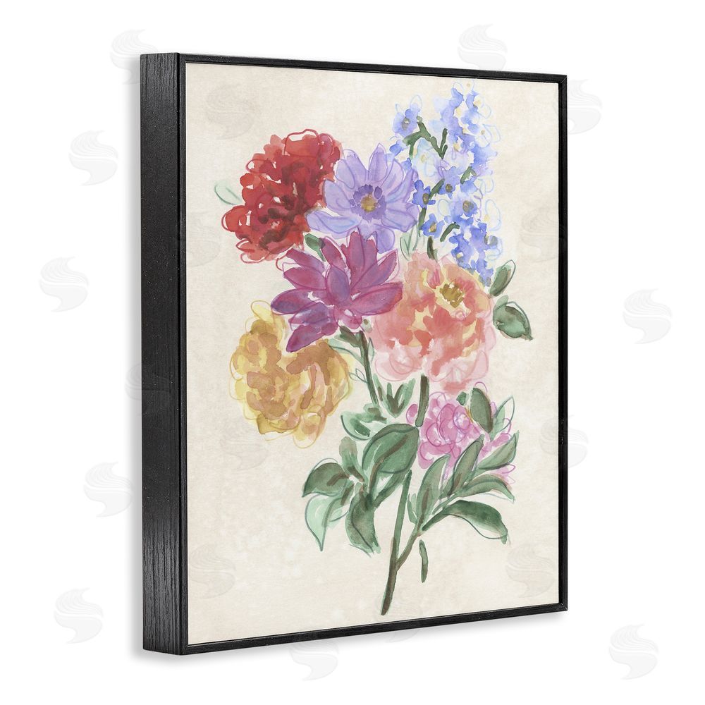 June Erica Vess Blooms On Parchment Black Framed Giclee Wall Art Print