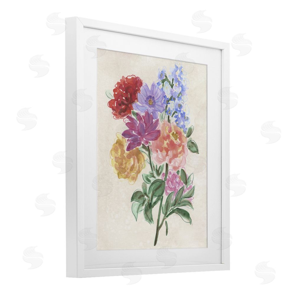 June Erica Vess Blooms On Parchment White Framed Print Under Glass Wall Art