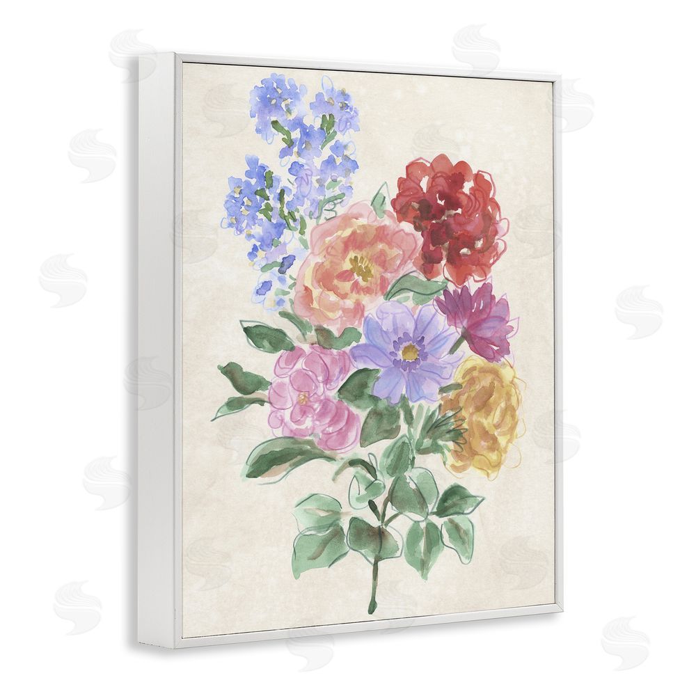 June Erica Vess Mixed Blooms on Parchment White Framed Giclee Wall Art Print