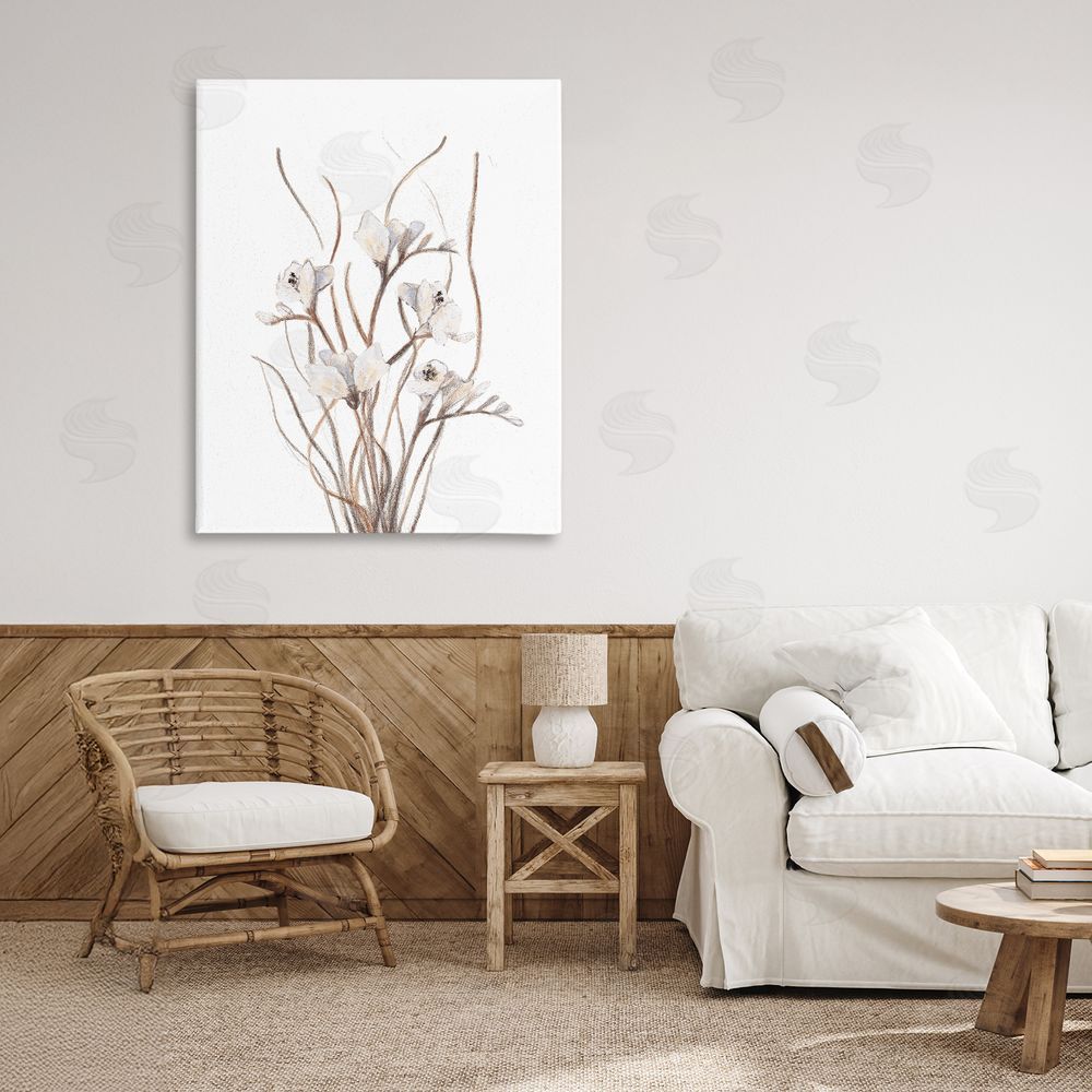 Sundance Graphics Curly Branches on White Canvas Wall Art Print in Room