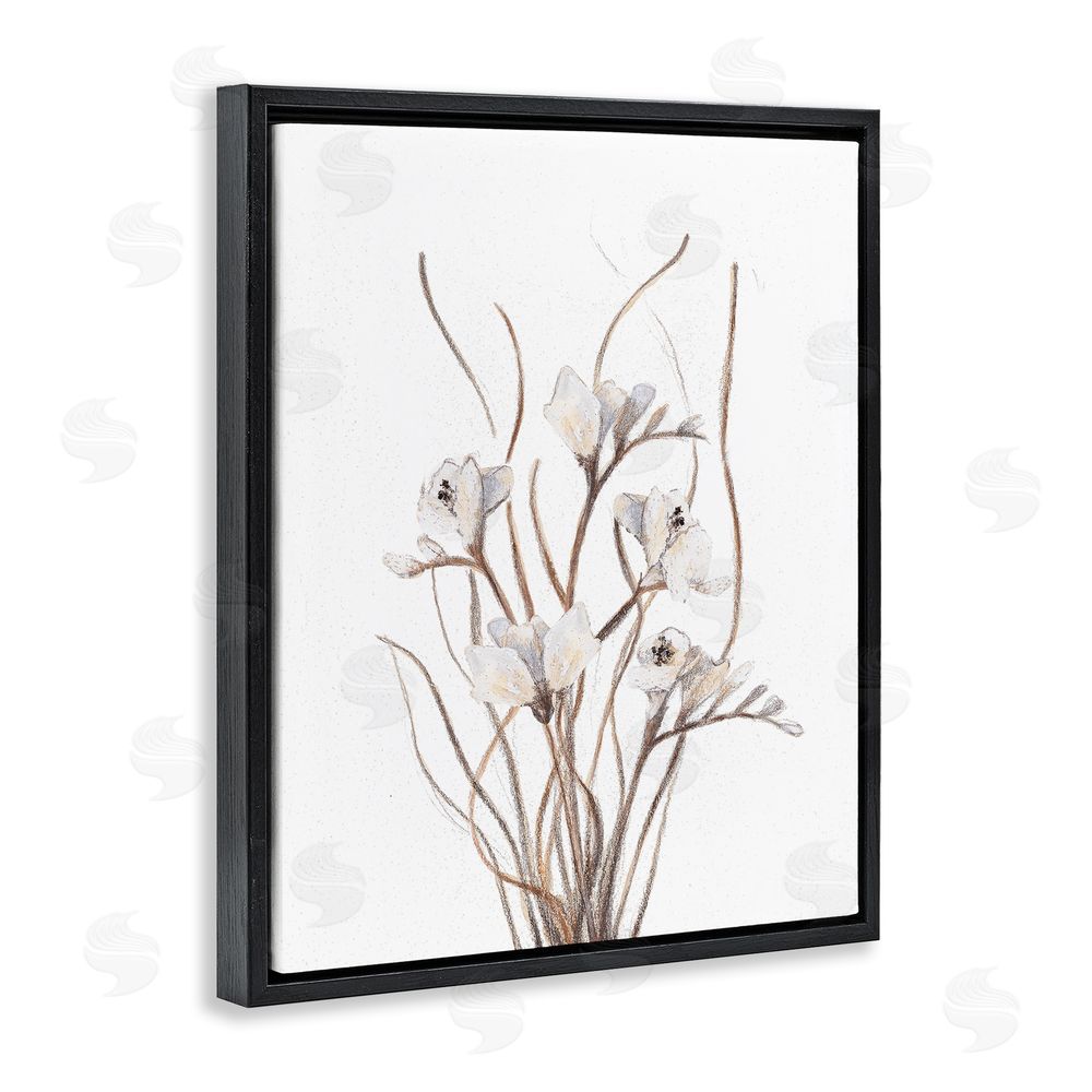 Sundance Graphics Curly Branches on White Black Floating Frame Canvas Wall Art Print