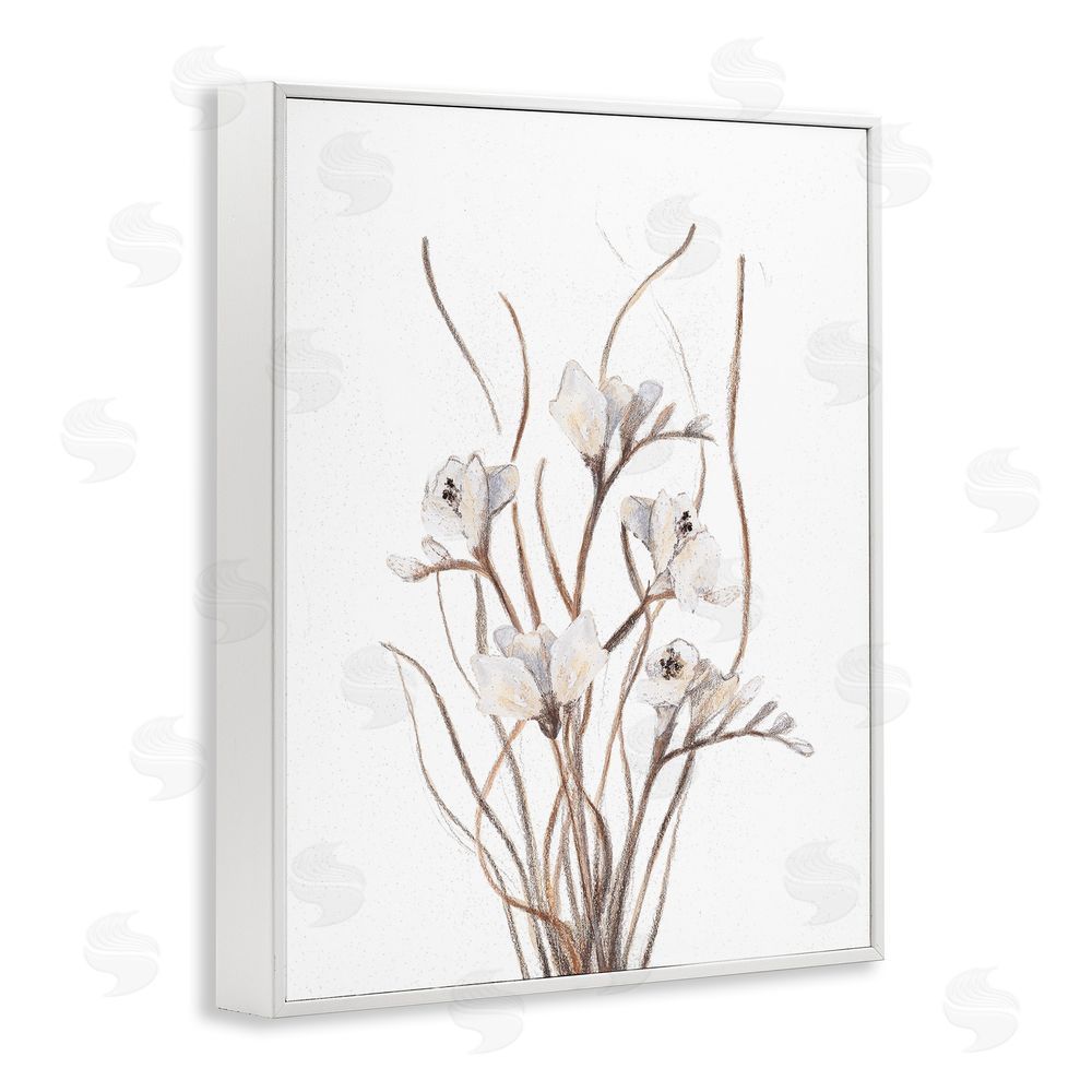 Sundance Graphics Curly Branches on White White Framed Giclee Wall Art Print