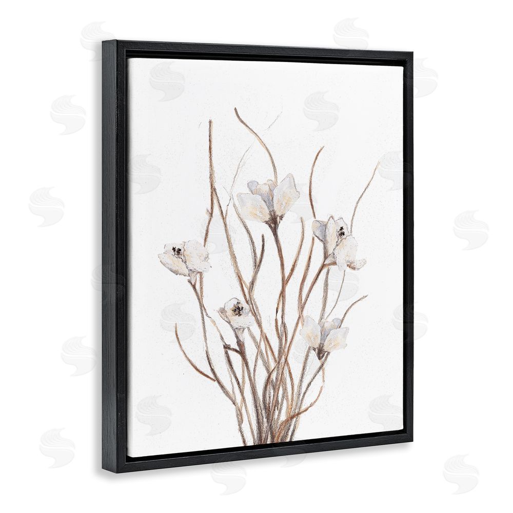 Sundance Graphics Curly Floral Branches Black Floating Frame Canvas Wall Art Print