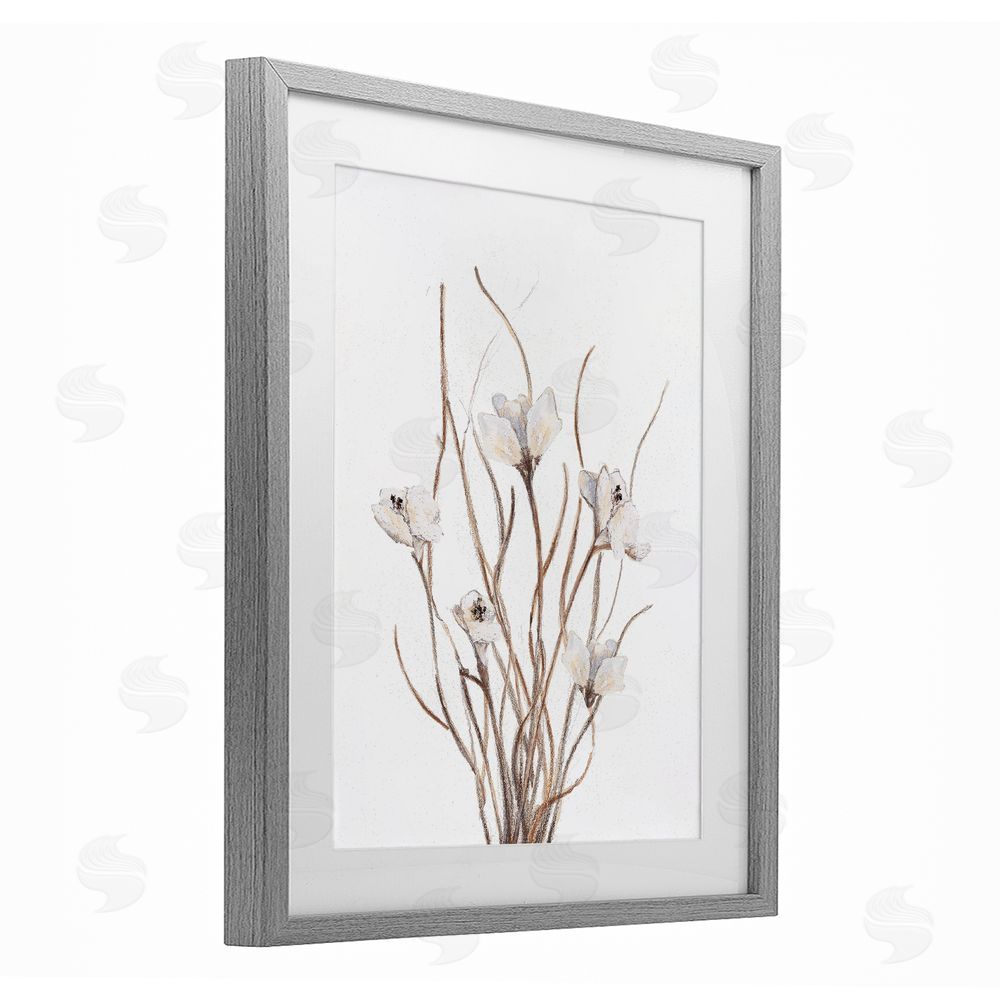 Sundance Graphics Curly Floral Branches Gray Framed Print Under Glass Wall Art