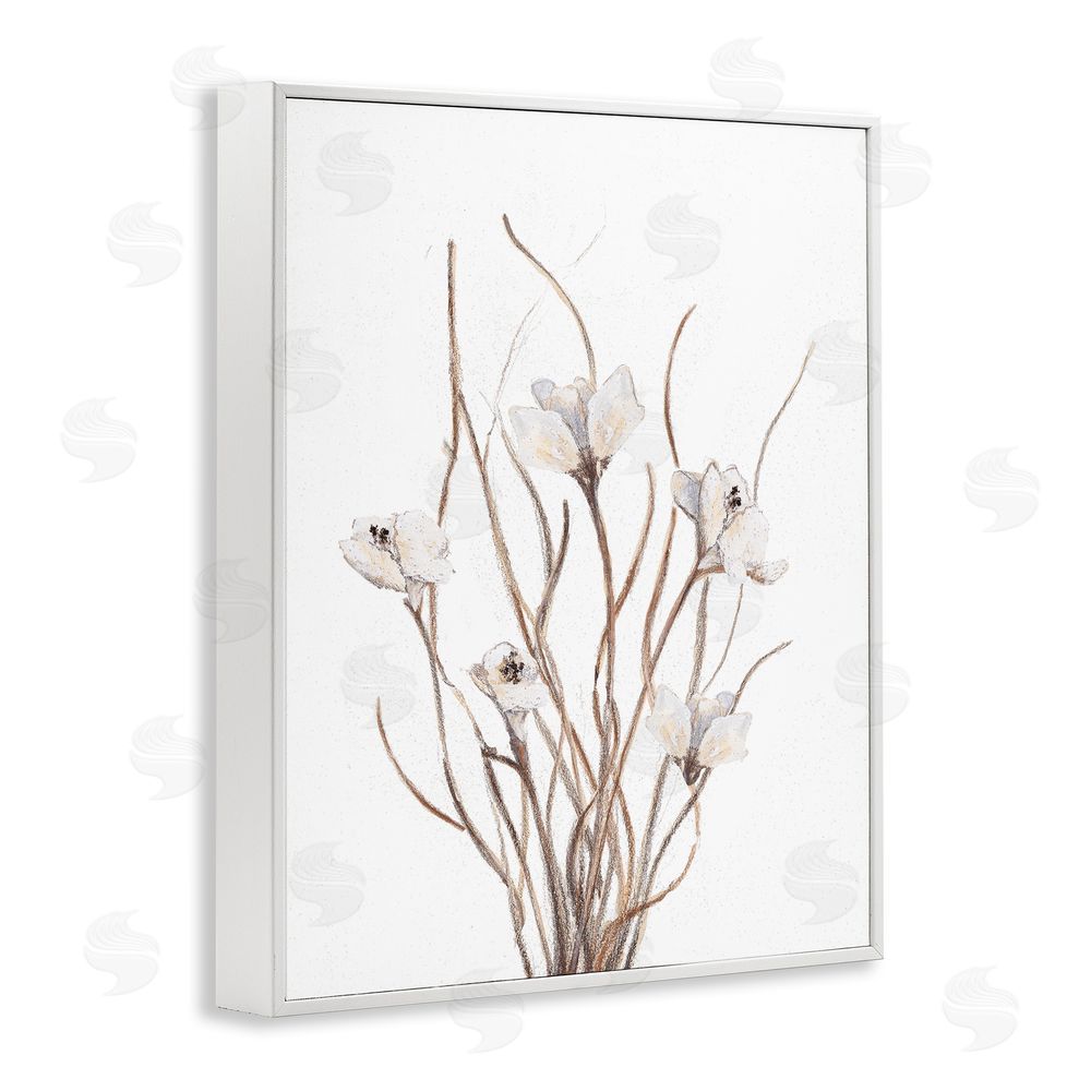 Sundance Graphics Curly Floral Branches White Framed Giclee Wall Art Print
