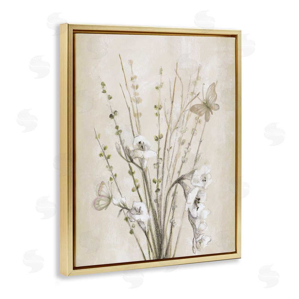 Sundance Graphics Fresia & Date Branch Gold Floating Frame Canvas Wall Art Print