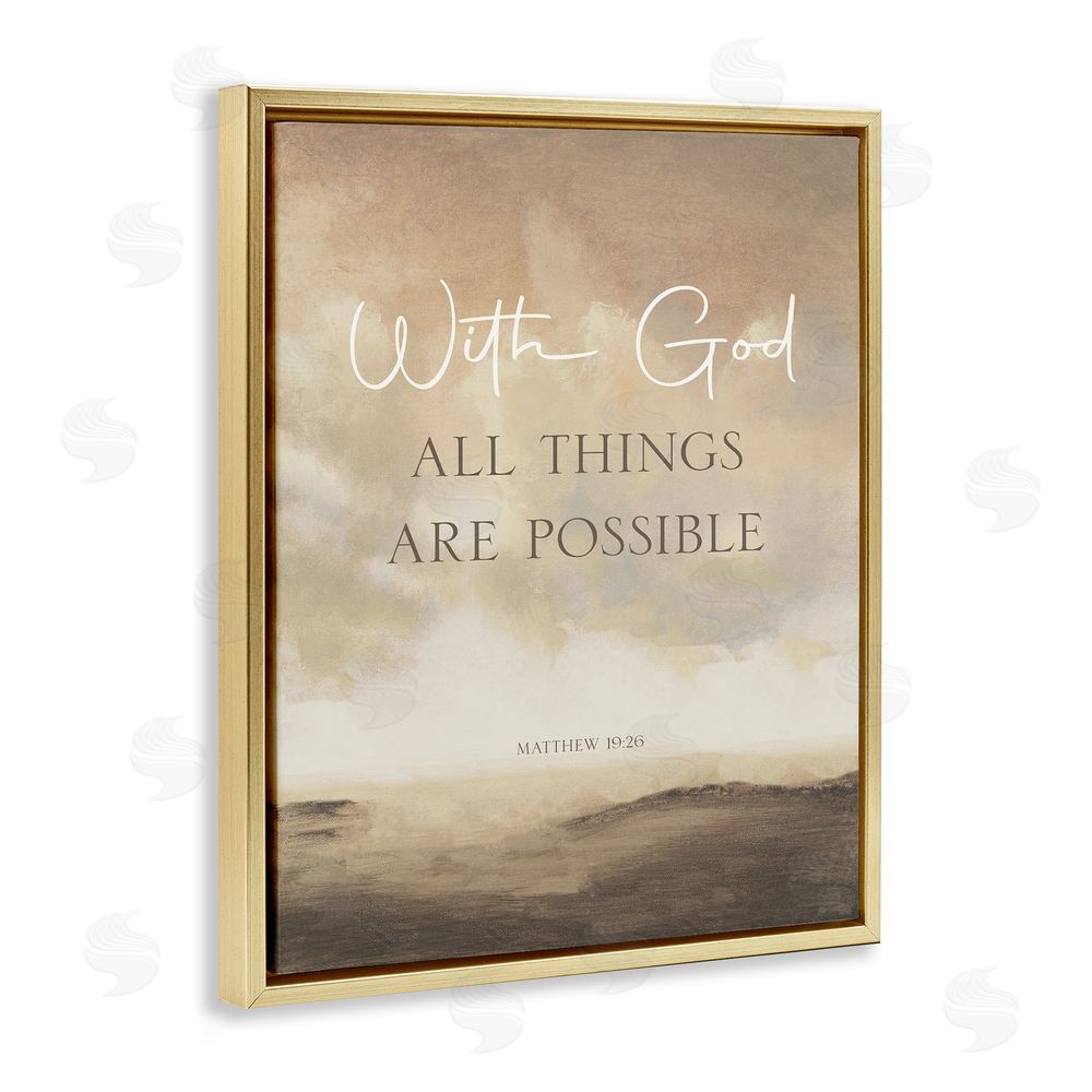 Sundance Graphics With God Matthew Proverb Gold Floating Frame Canvas Wall Art Print