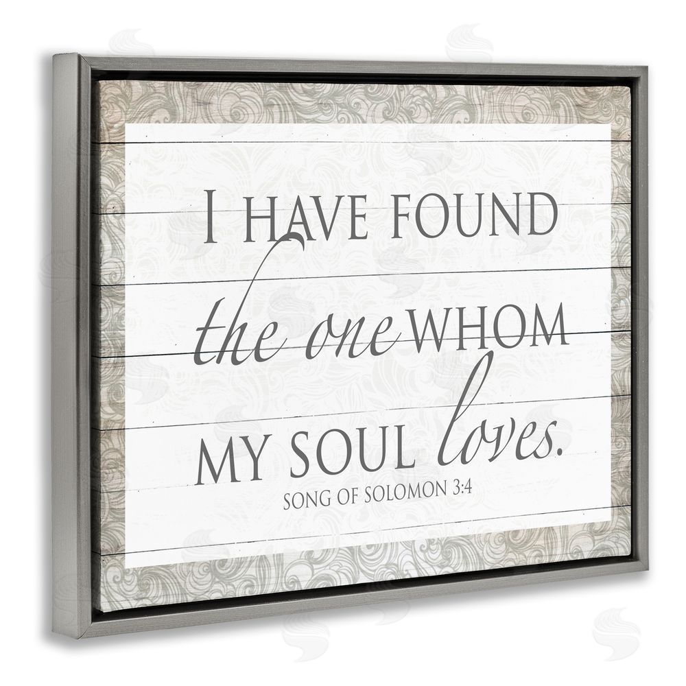 Sundance Graphics The One Whom My Soul Loves Gray Floating Frame Canvas Wall Art Print