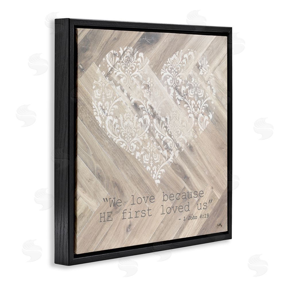 Sundance Graphics He Loved Us First Black Floating Frame Canvas Wall Art Print