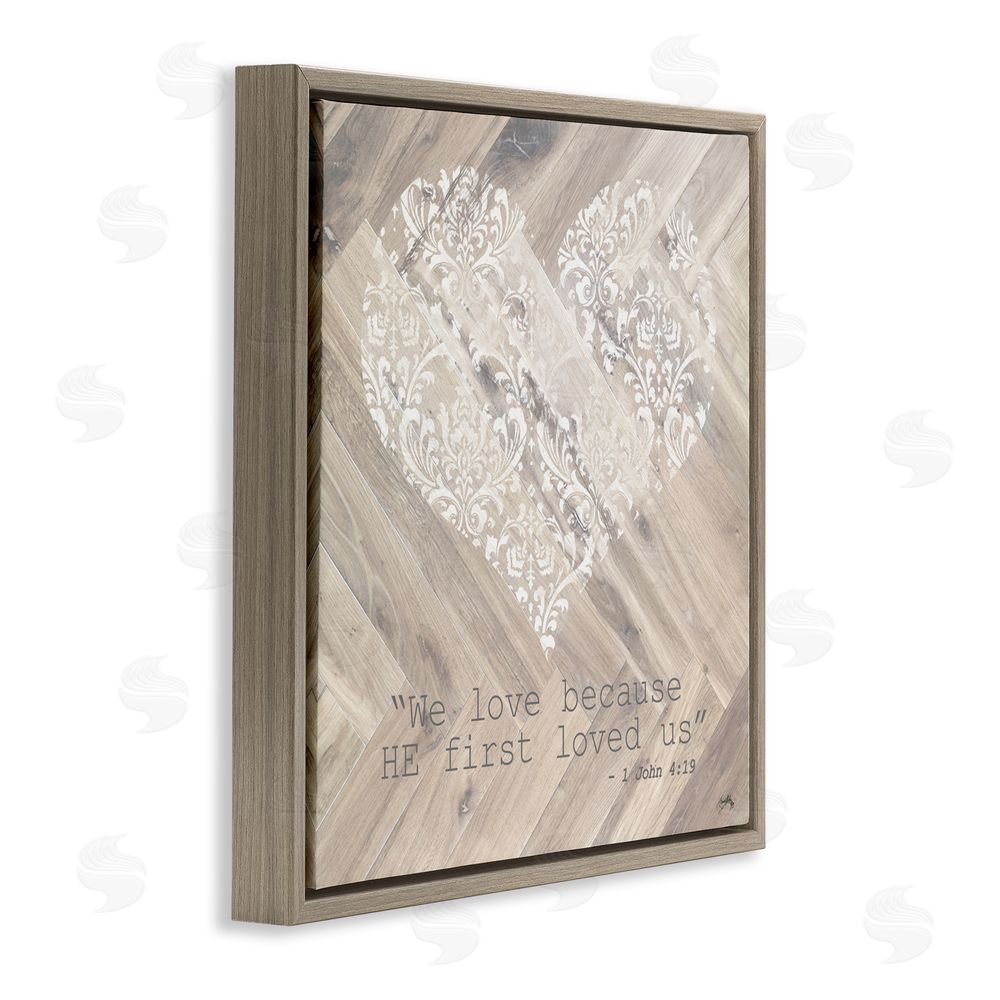 Sundance Graphics He Loved Us First Brown Floating Frame Canvas Wall Art Print