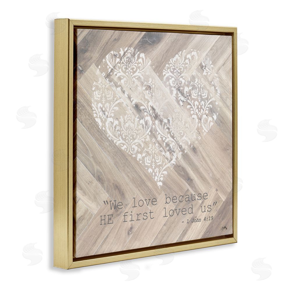 Sundance Graphics He Loved Us First Gold Floating Frame Canvas Wall Art Print