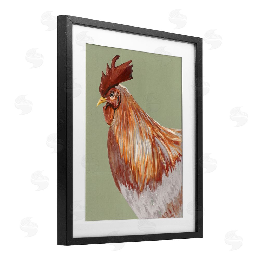 Sundance Graphics Gallant Rooster Portrait Black Framed Print Under Glass Wall Art