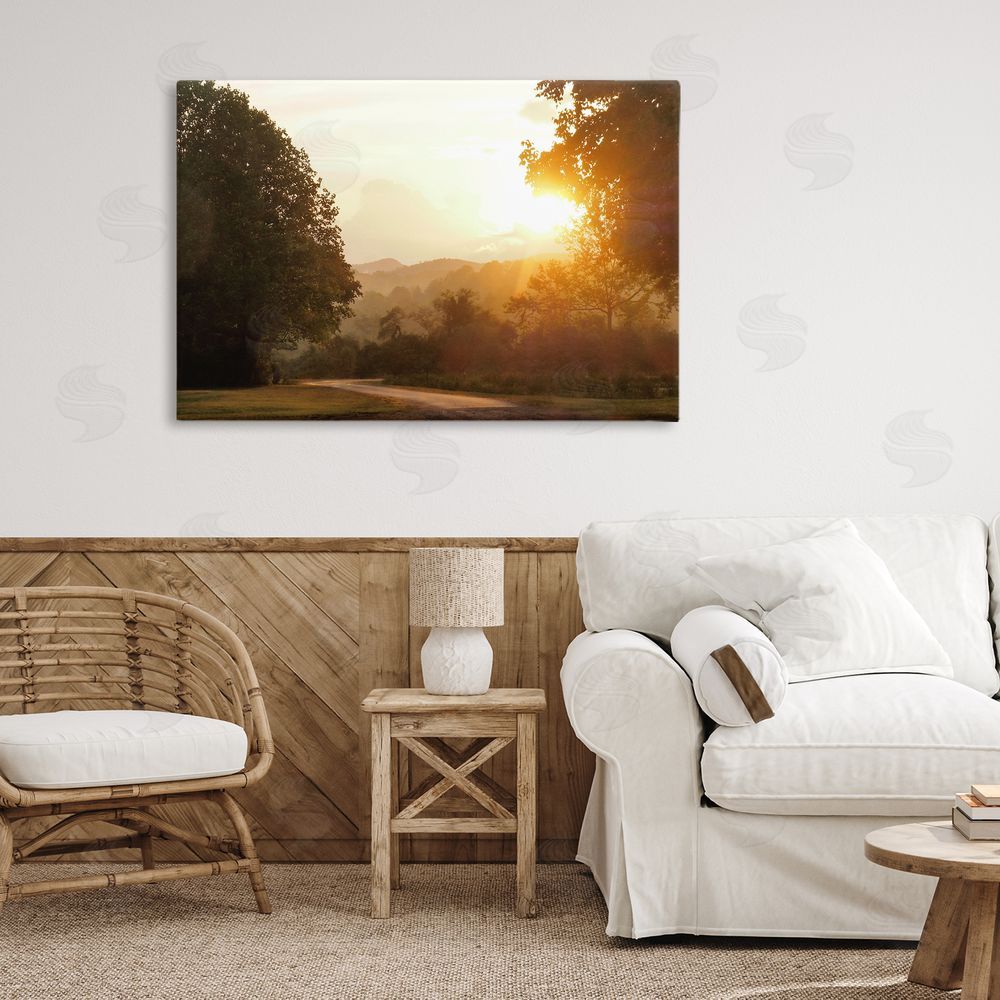 Sundance Graphics Golden Morning Between Trees Canvas Wall Art Print in Room