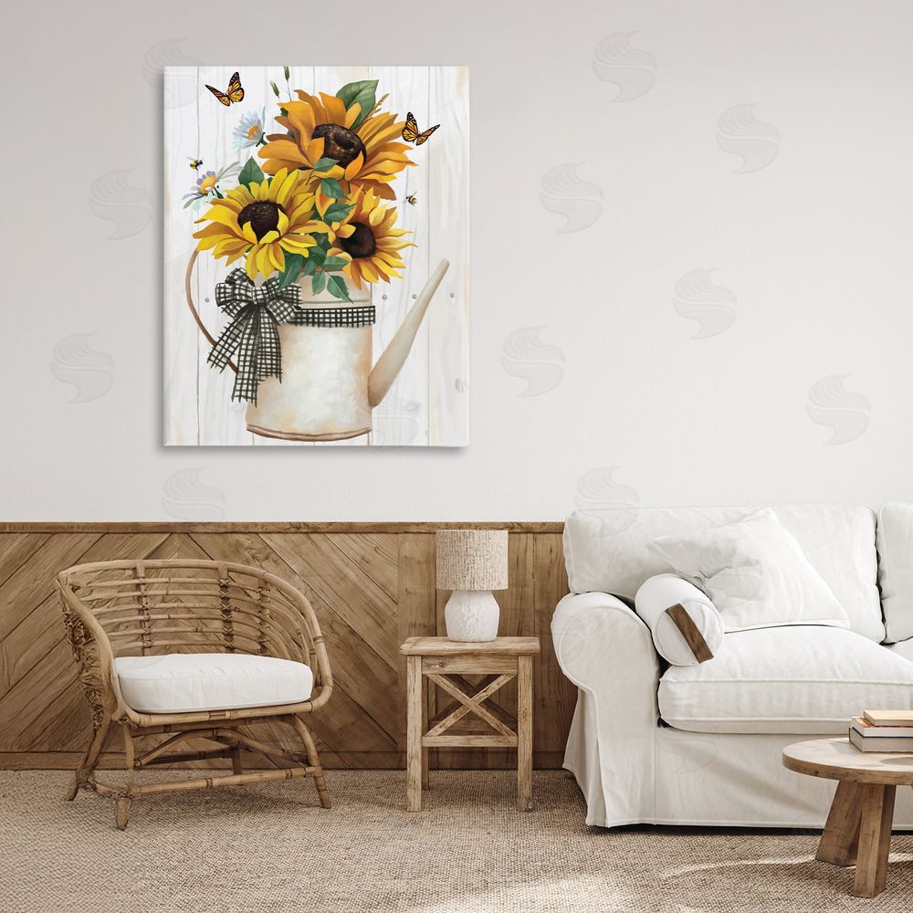 Sundance Graphics Sunflower Trio in Watering Can Canvas Wall Art Print in Room