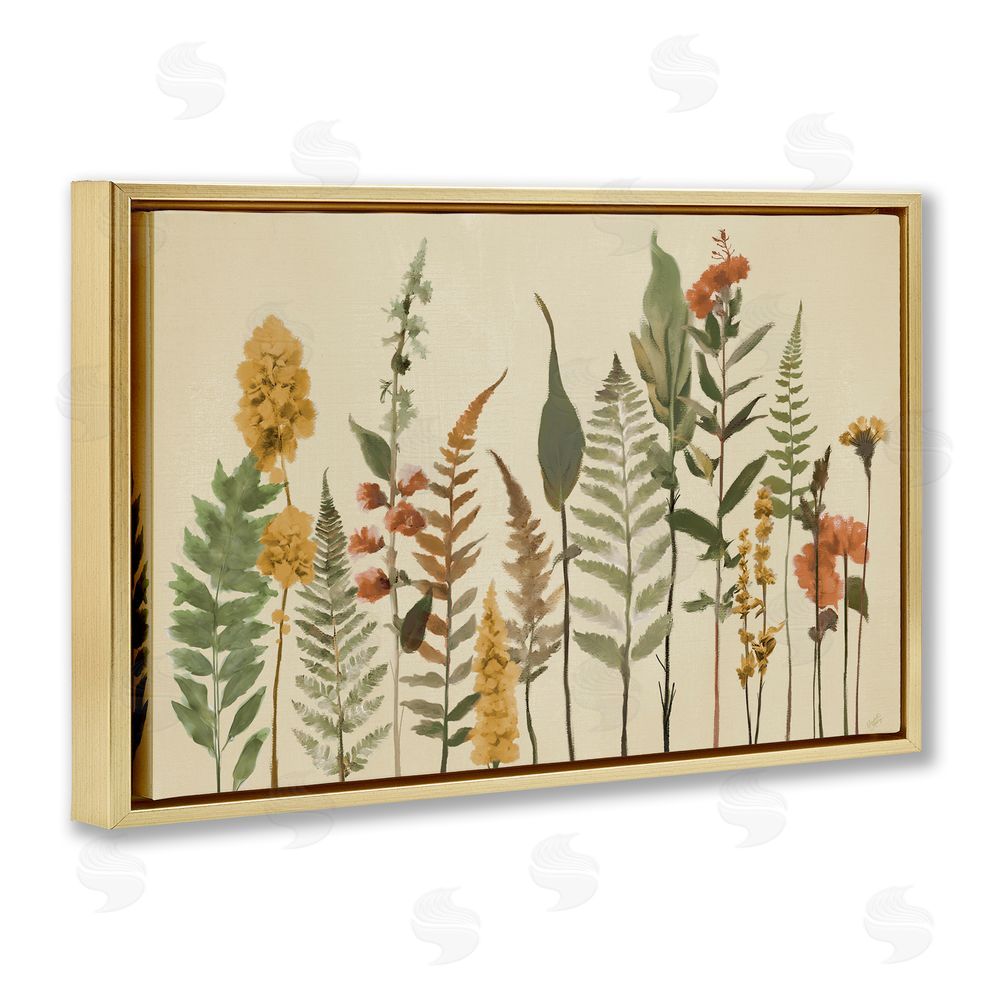 Sundance Graphics Fall Toned Botanics Gold Floating Frame Canvas Wall Art Print