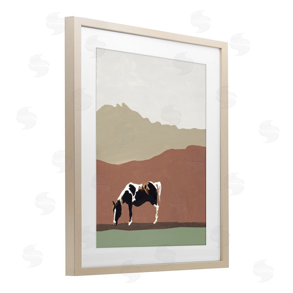 Sundance Graphics Modern Mountains Horse Birch Framed Print Under Glass Wall Art