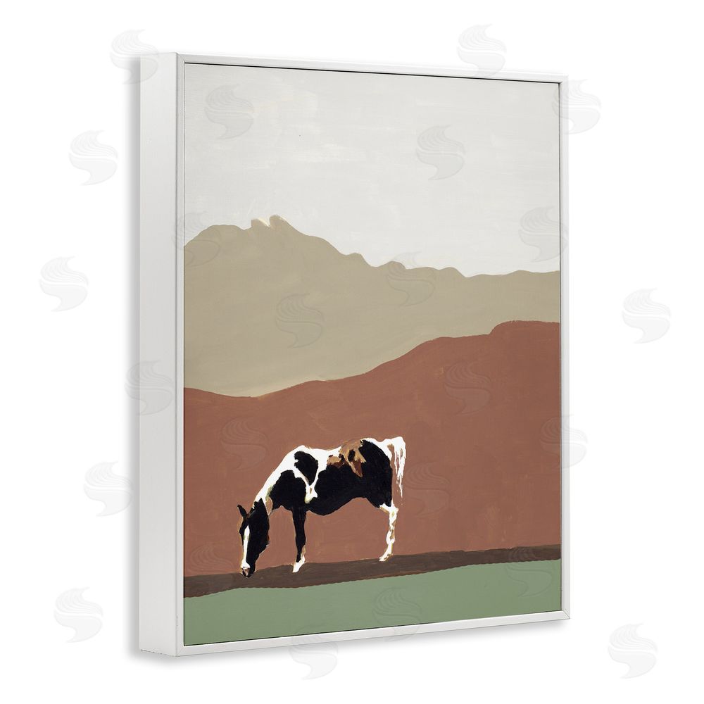 Sundance Graphics Modern Mountains Horse White Framed Giclee Wall Art Print