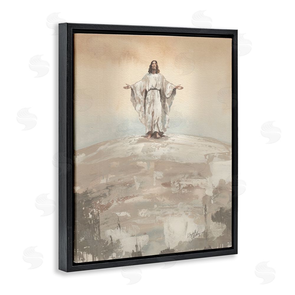 Sundance Graphics Jesus on Hill Black Floating Frame Canvas Wall Art Print