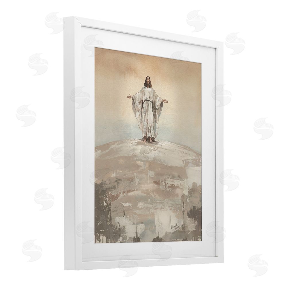 Sundance Graphics Jesus on Hill White Framed Print Under Glass Wall Art