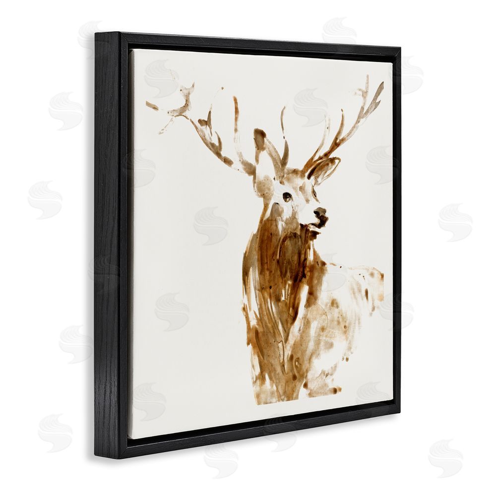 Sundance Graphics Deer Portrait Head Shot Black Floating Frame Canvas Wall Art Print