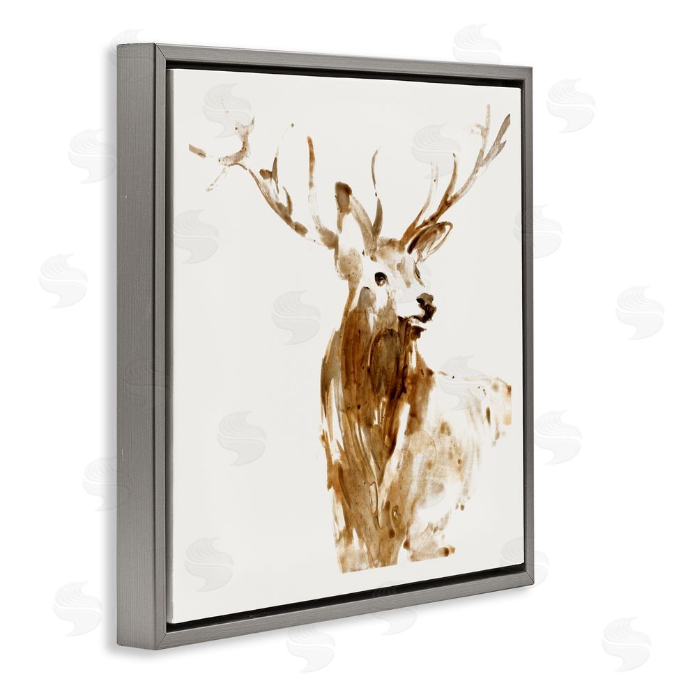 Sundance Graphics Deer Portrait Head Shot Gray Floating Frame Canvas Wall Art Print