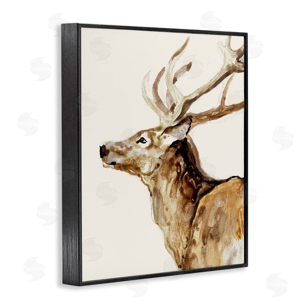 Sundance Graphics Deer Portrait Profile View Black Framed Giclee Wall Art Print