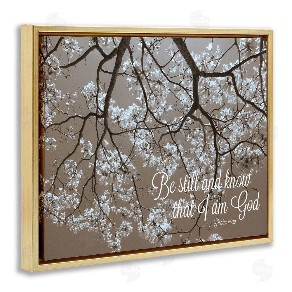 Sundance Graphics Be Still Apple Blossoms Gold Floating Frame Canvas Wall Art Print