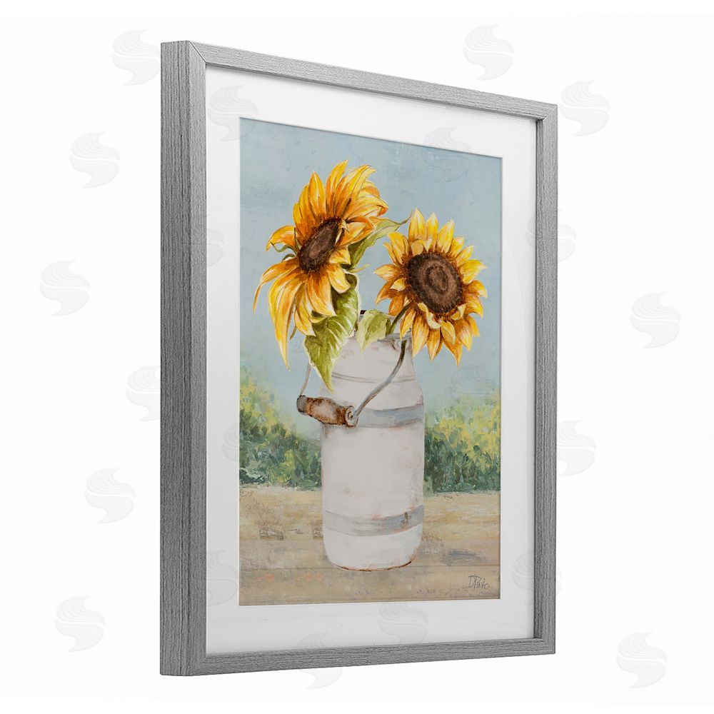 Sundance Graphics Sunflower Pitcher in Country Gray Framed Print Under Glass Wall Art