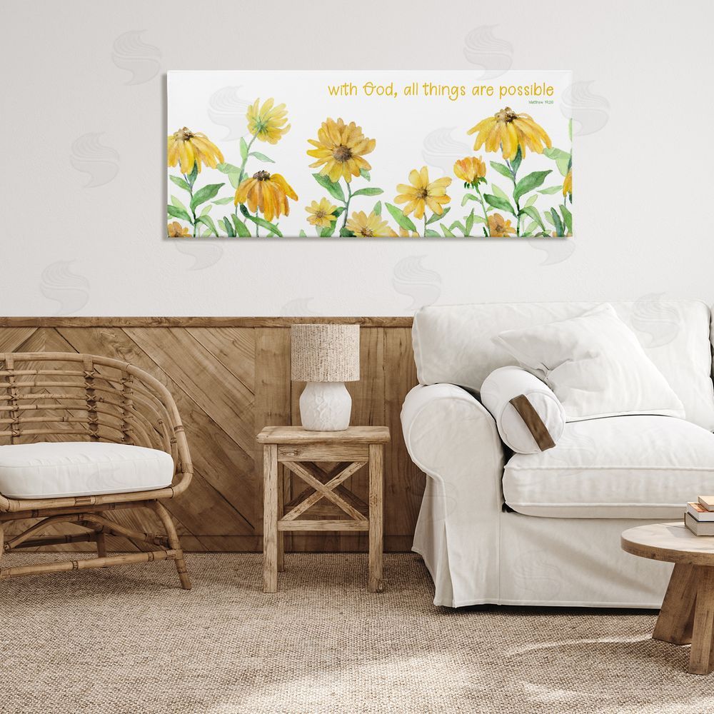 Sundance Graphics With God Proverb & Daisies Canvas Wall Art Print in Room