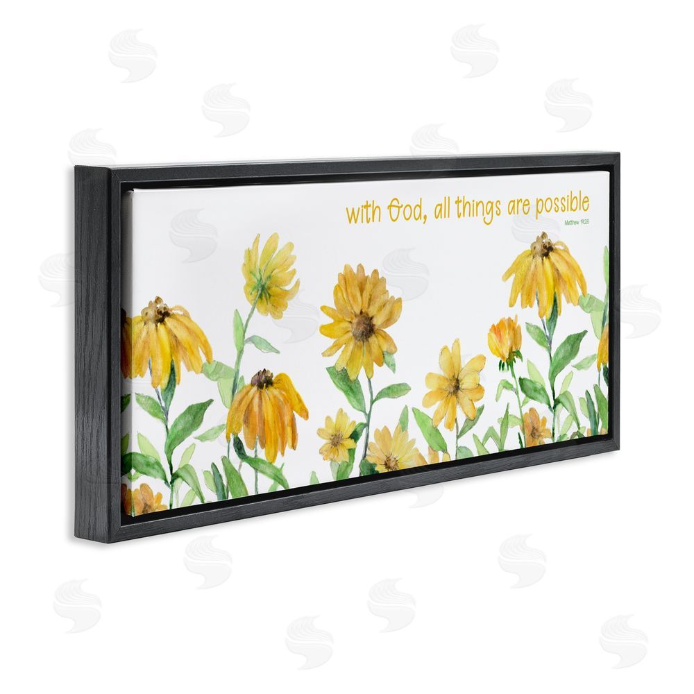 Sundance Graphics With God Proverb & Daisies Black Floating Frame Canvas Wall Art Print